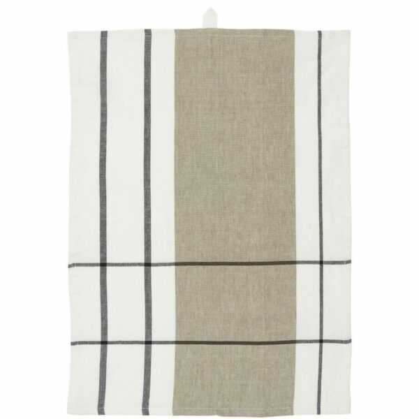 Torchon beige avec motif noir et blanc